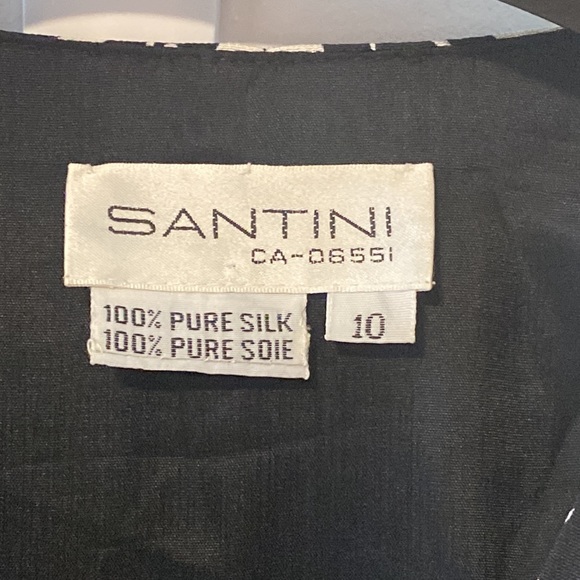 SANTINI Vintage 80s Black and White Silk Dress Size 10 - Picture 4 of 8